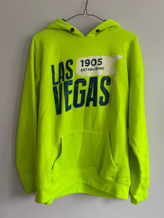 Wear Code Tops - Las Vegas Neon Green Yellow Front Pocket Long Sleeve 1905 Strip Hoodie Size XL
